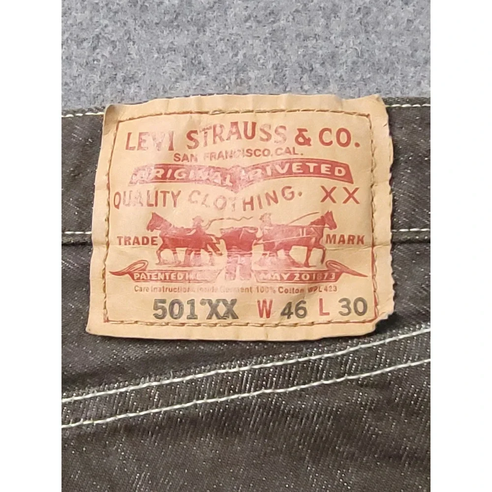 Levis 501 XX Straight Leg Jeans Mens W46 L30 Brown Button Fly 100%‎ Cotton Denim